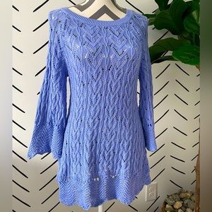 Periwinkle babydoll long knit sweater